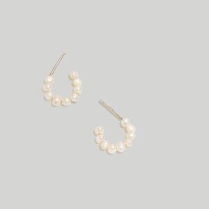 Madewell Freshwater Pearl Huggie Hoop Earrings